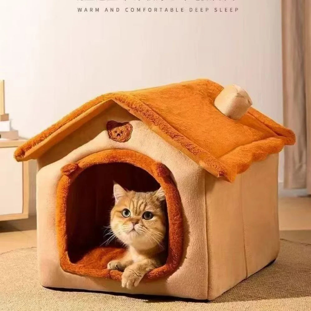 House Style Pet Bed for Small Dogs & Cats - All Season Removable Washable Dog House Winter Warm Teddy Bed Pet Supplies Pi-Mart