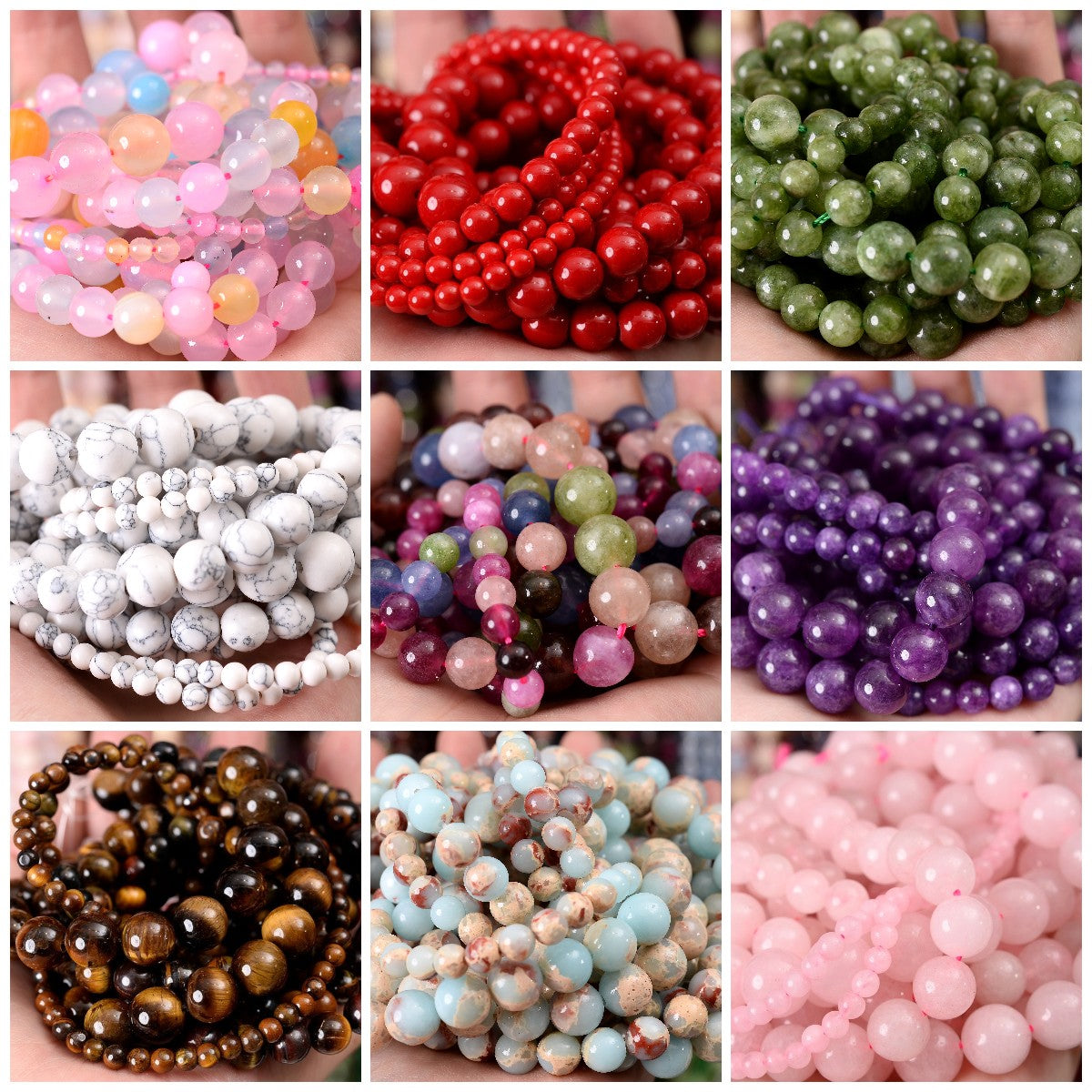 Natural Stone Beads Lava Jaspers Tiger Eye Quartz Agates Round Loose Beads for Jewelry Making DIY Bracelet Accessories 4-12MM Pi-Mart