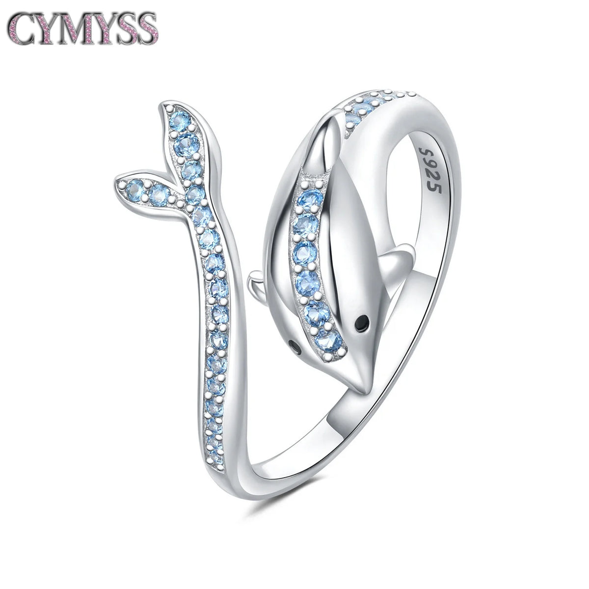 Original 925 Sterling Silver Open Ring Exquisite Panda Dolphin Adjustable Ring Original Daily Fine Jewelry Women Birthday Gifts Pi-Mart