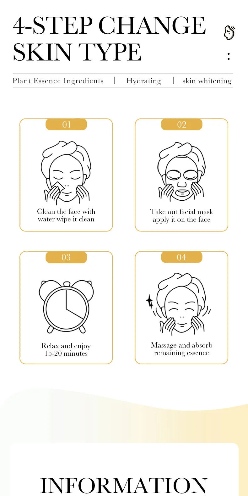 10pcs SADOER 24K Gold Vitamin C Hyaluronic Acid Face Mask Facial Moisturizing Firming Hydrating Facial Masks Skin Care Products Pi-Mart