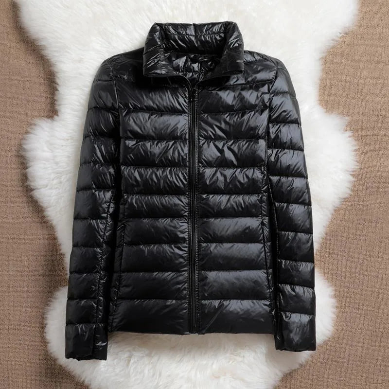 Light Down Coat Women Spring Jacket Fashion Short Ultra Lightweight Packable Puffer Coats Female Down Warm Slim Fit Parkas LadyShow.Store