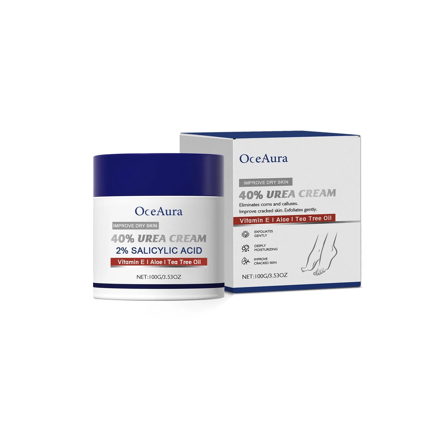 40% Urea Foot Cream Softening Dry Cracked Heels Deep Moisturizing Improve Roughness Remove Callus Exfoliation Foot Care Cream Pi-Mart