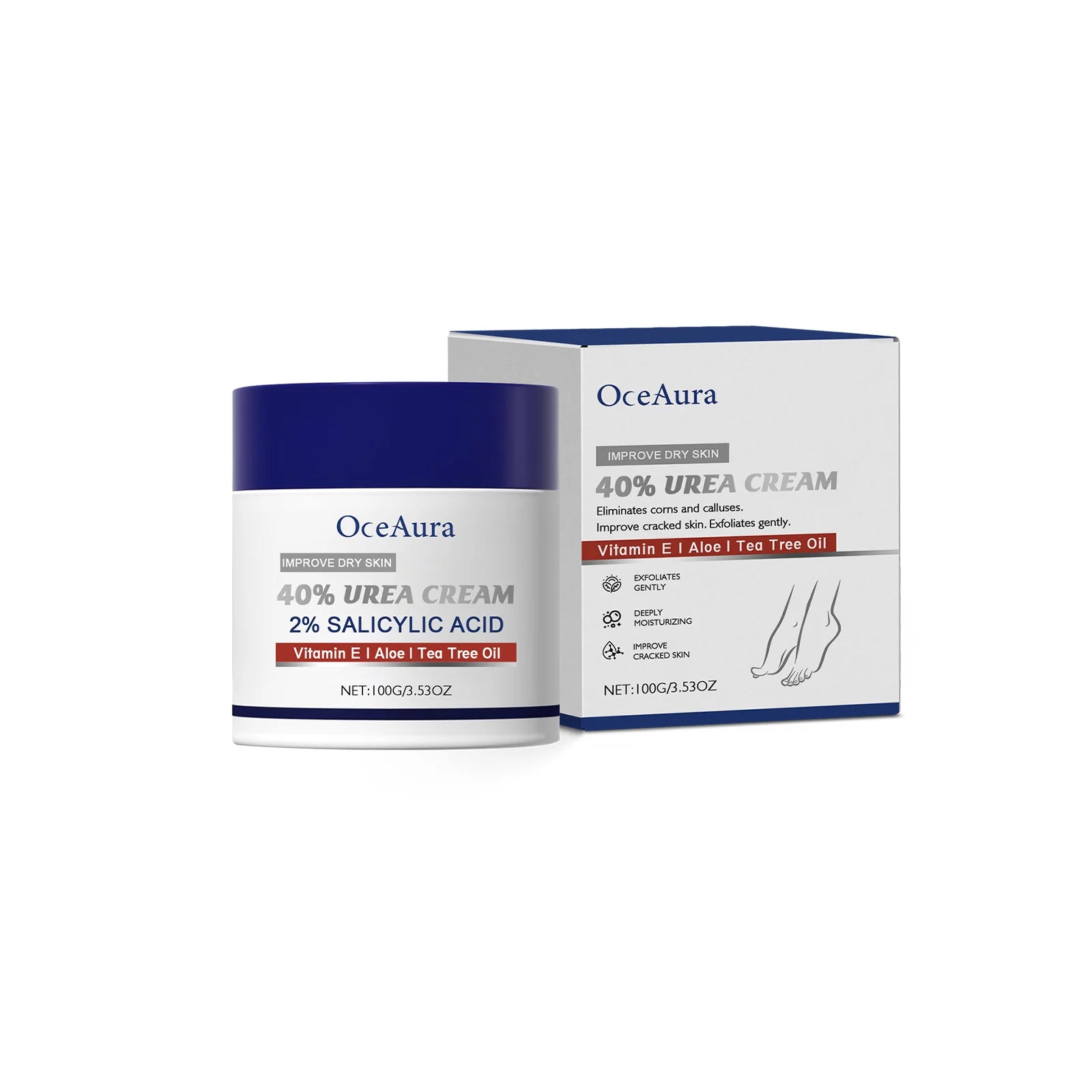 40% Urea Foot Cream Softening Dry Cracked Heels Deep Moisturizing Improve Roughness Remove Callus Exfoliation Foot Care Cream Pi-Mart