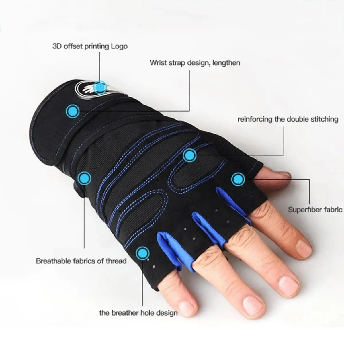 Gym Gloves for Men Women Fitness Weight Lifting Wristband Gloves Body Building Training Sports Exercise Cycling Glove Shockproof Pi-Mart