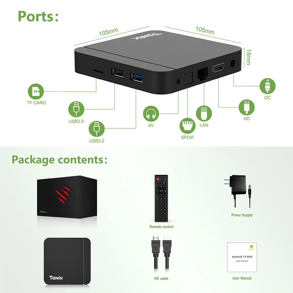 Tanix W2 Smart TV Box Android 11 Amlogic S905W2 4GB 64GB Support AV1 Dual Wifi  Media Player TVBOX Set Top Box 32GB 2GB 16GB Pi-Mart