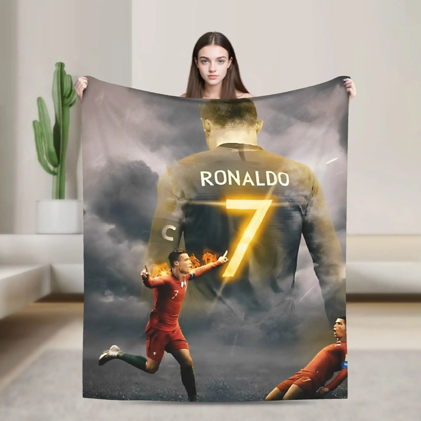 CR7  Football Soccer Blanket Ronaldos Flannel Funny Warm Throw Blanket for Bedding Lounge Decoration Pi-Mart