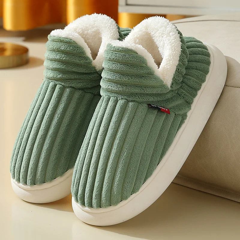 Evshine Soft Sole Slippers For Women Winter Fashion Women Fur Slippers Fuzzy Plush Men Slippers Warm Furry Women Cotton Shoes Pi-Mart