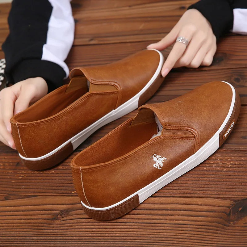 2026 New Leather Men's Shoes Luxury Fashion Men Casual Shoes Retro Comfortable Loafers High Quality Men's Sneakers Driving Shoes Pi-Mart
