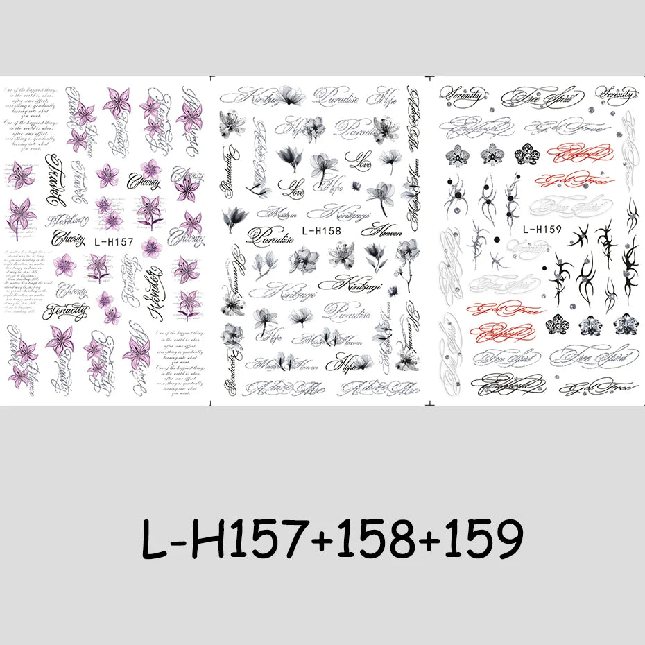 2/3 pcs Punk Style English Letters Nail Stickers Gothic Artistic Lettering Nail Charms Y2K Metallic Retro Letters Nail Decor Pi-Mart