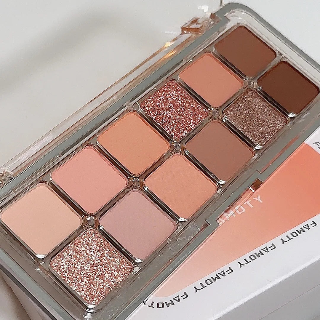 12-Color Low Saturation Matte Eyeshadow Palette Tea Apricot Earth Tones Long Lasting All-Matte Eye Makeup for Daily Use LadyShow.Store