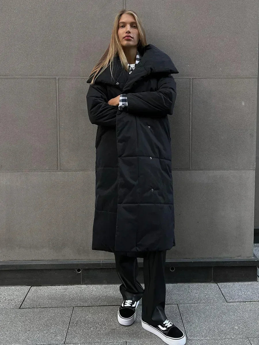Bornladies Women Loose Quilted Jackets Parkas Winter Coats Oversized Warm Long Belt Puffer Jackets Ladies Cotton Padded Jacket LadyShow.Store