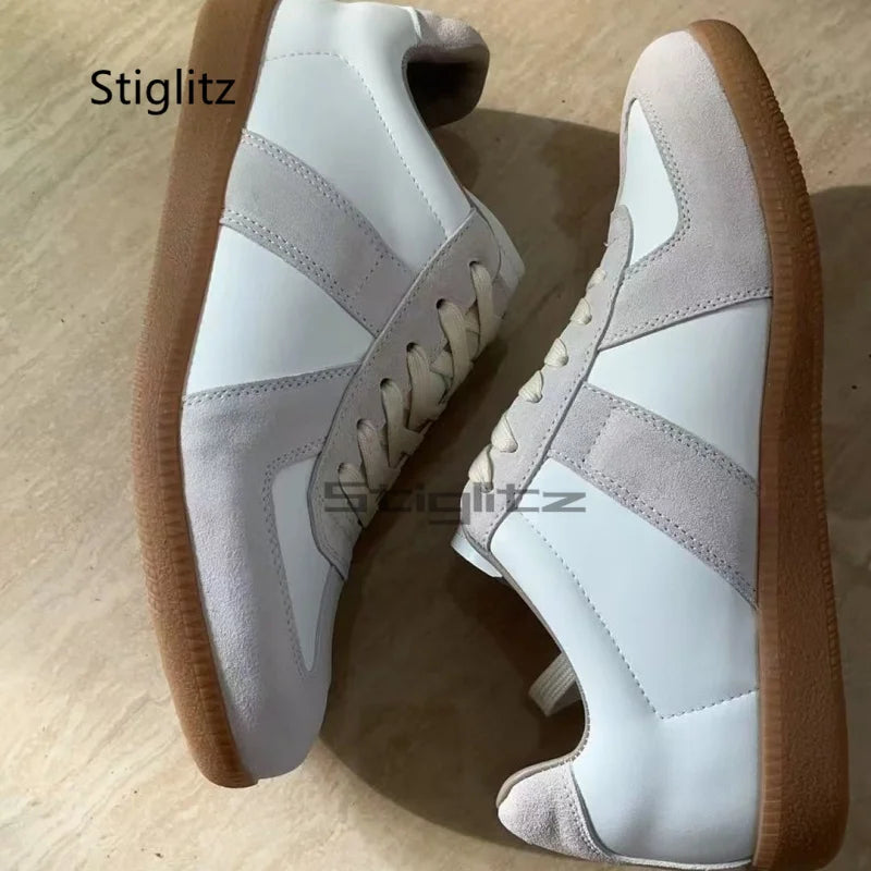 Sports Flat Casual Couple Shoes Men Women Classic Trendy Versatile Suede Leather Lace Up Sneakers Spring Autumn Training Shoes Pi-Mart