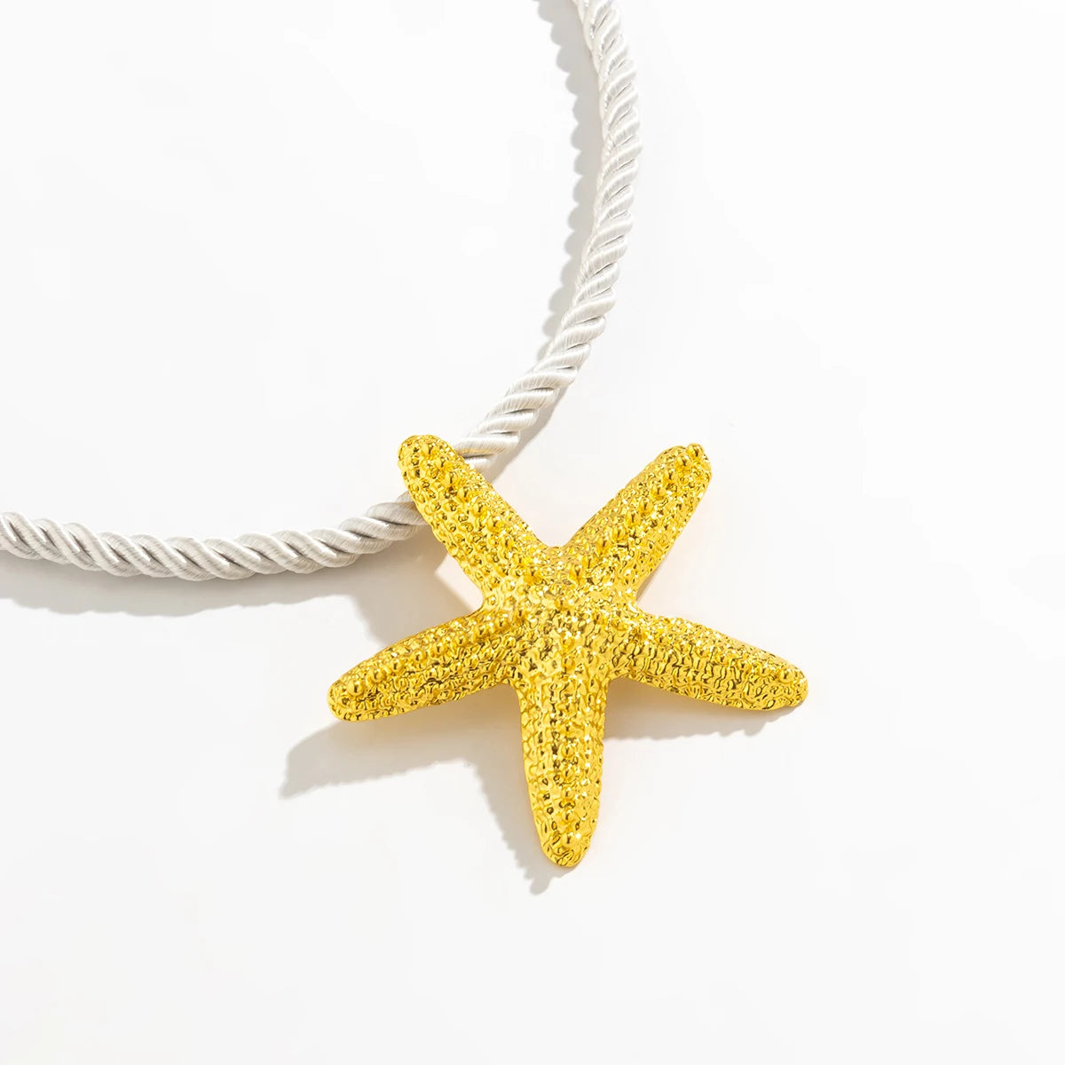 IngeSight.Z Exaggerated Big Starfish Pendant Necklace Women Punk White Thick Rope Chain Choker Necklace Party Jewelry Gift Pi-Mart