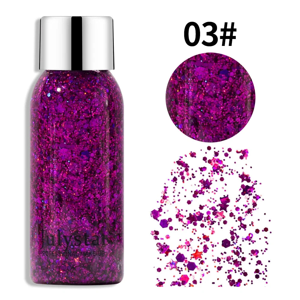 Glitter Eye Shadow Liquid Face Body Sequins Gel Long-Lasting Liquid Face Shimmer Multicolor For Party Music Festival Makeup 30ML Tri Light Beauty