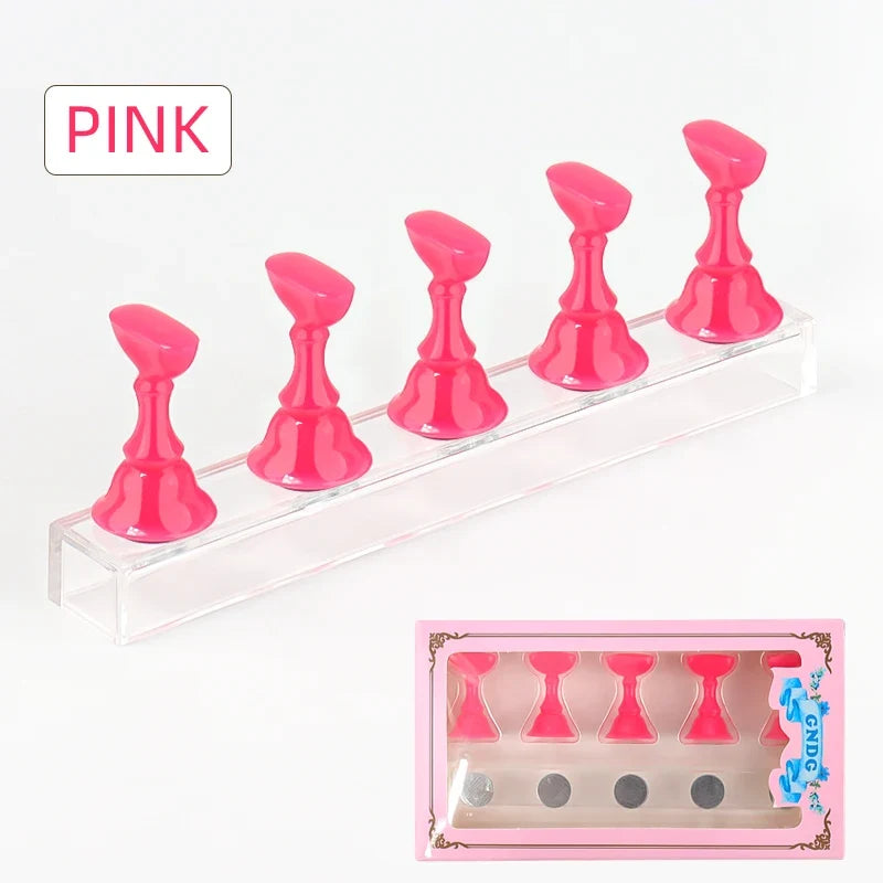 5pcs Chess Magnetic Nail Holder Acrylic Nail Tips Practice Display Stand Showing Shelf Gel Polish Display Stand Manicure Tools Tri Light Beauty