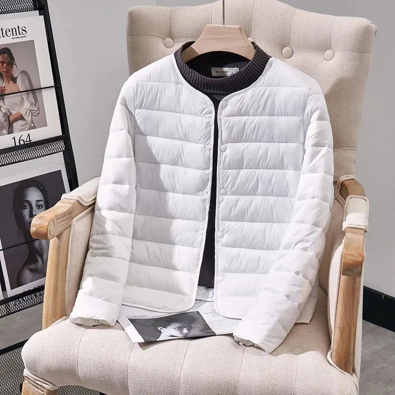 Women White Duck Down Slim Jackets 2025 New Arrivals Autumn Winter Warm Female Fashion Ultra Lightweight Packable Puffer Coats LadyShow.Store