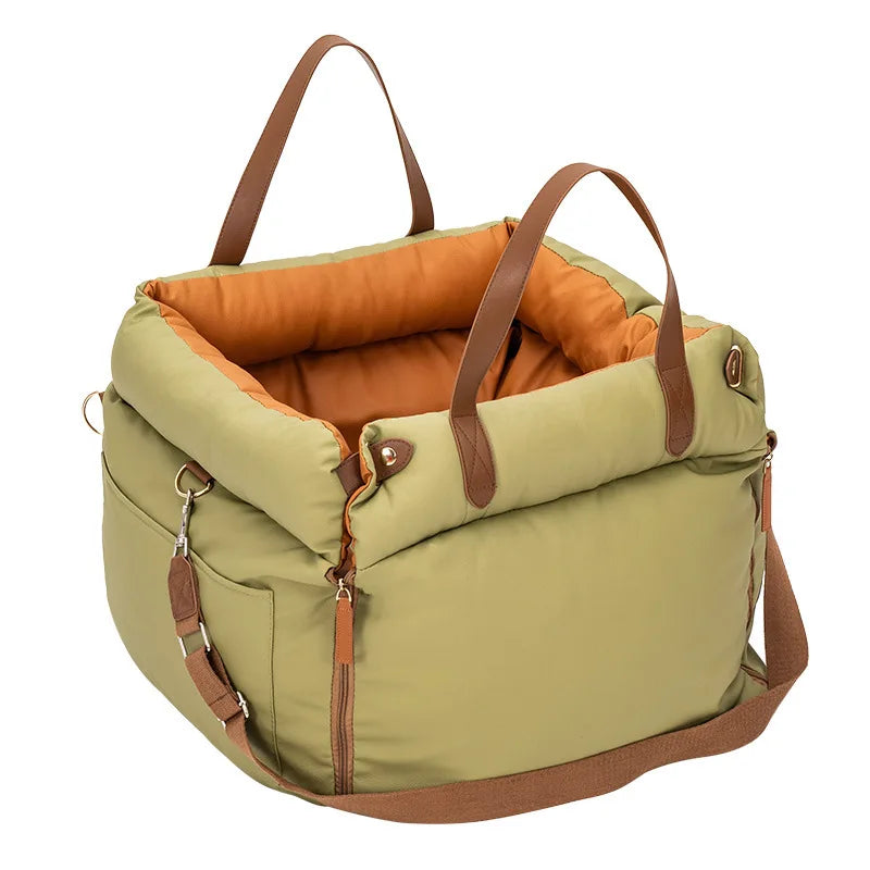 Dog Car Seat with Safety Belt - Non-Slip Pet Car Bed for Small Dogs, Washable Travel Carrier with Secure Straps for Safe Car Pi-Mart