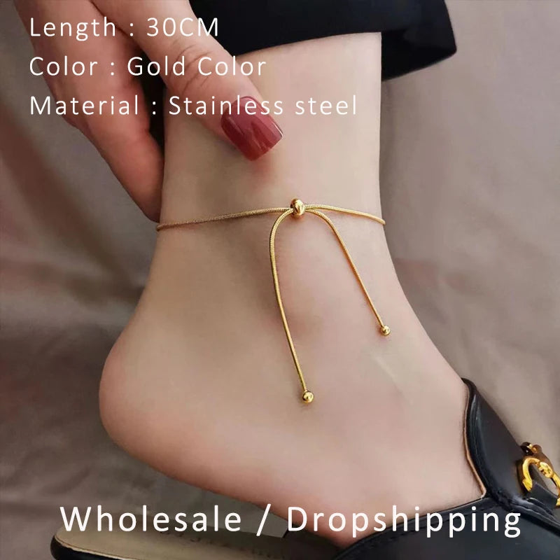 Korean Adjustable Stainless Steel Bracelet for Women Girl Men High Quality Design Gold Color Snake Chain Jewelry Wholesale Pi-Mart