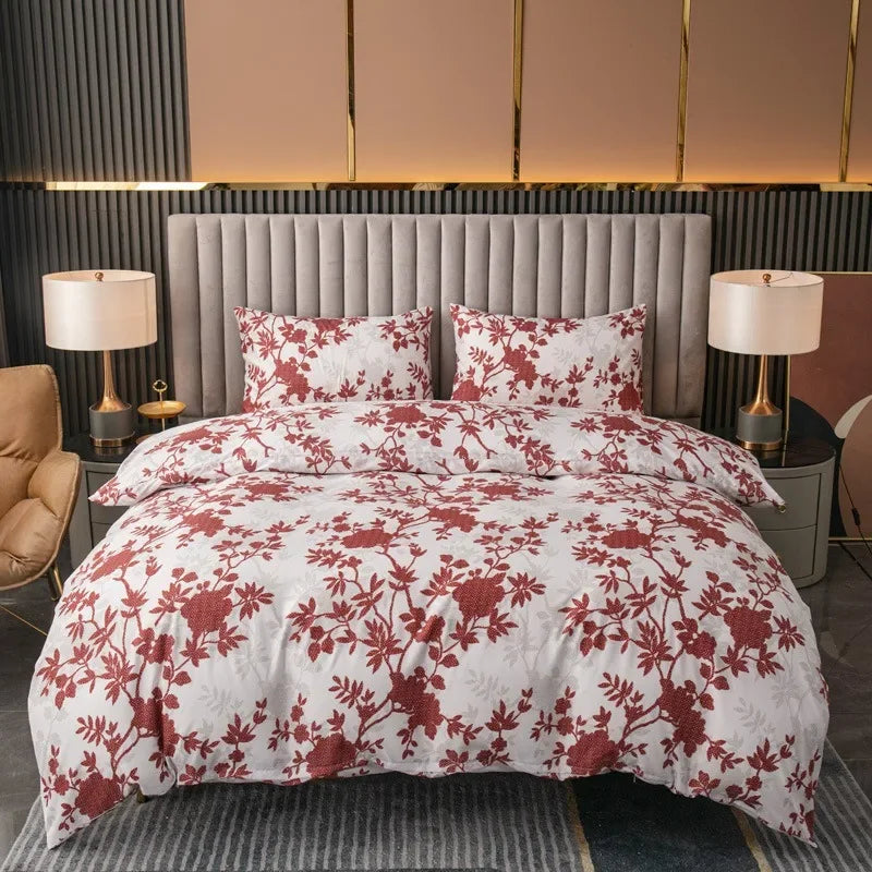 3pcs Printed Brushed Duvet Cover Pillowcase Three Piece Set High Quality Skin Friendly Fabric Bedding Cover (without Bed Sheet) Pi-Mart