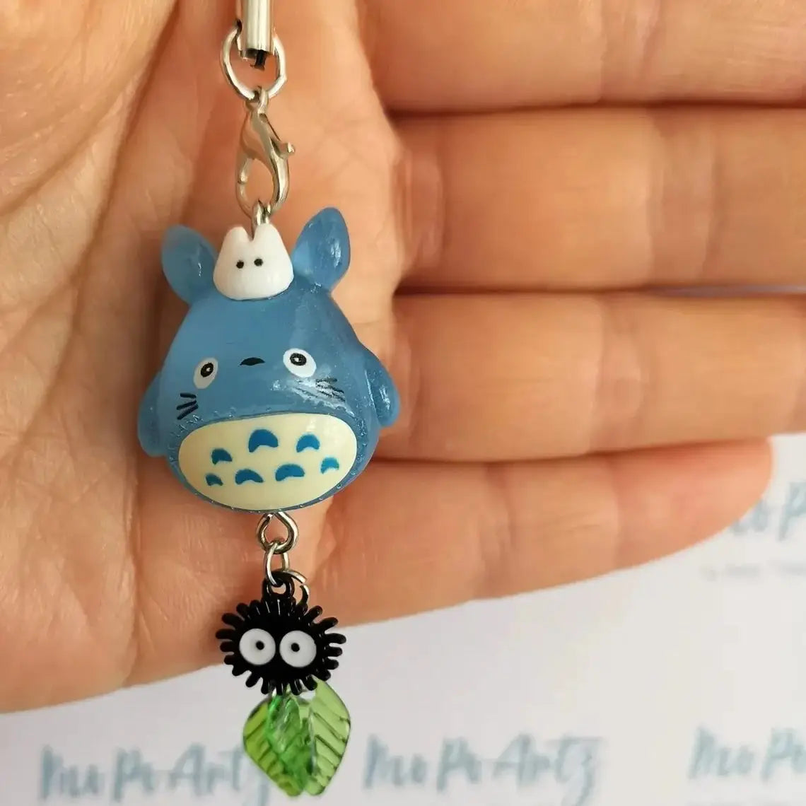 Kawaii Blue Animal Totoro Phone Charm Soot Sprite Keychain Woodland Anime Cat Cosplay Pendant Accessories Handmade Y2K Gift Pi-Mart