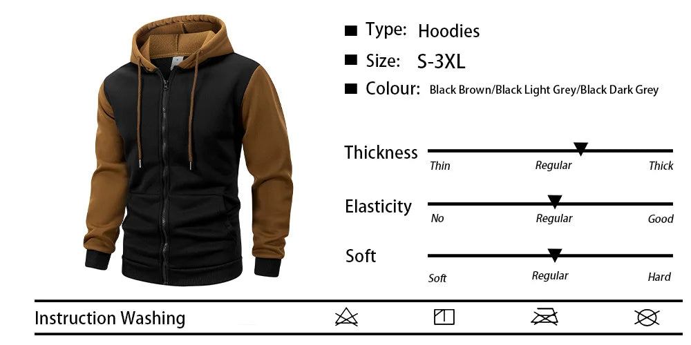 Autumn Men's Hoodies Jackets Long Sleeve Sweatshirt Oversized Hoodie Zip Up Jackets Male Hoodies Casual Jacket Sportswear Pi-Mart