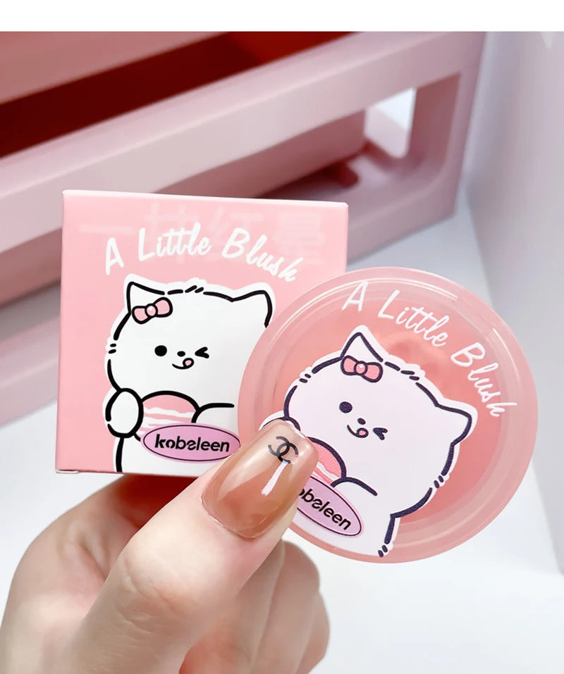 Cat Paw Cream Blush With Thumb Powder Puff Natural Matte Brighten Purple Apricot Rubores Cute Blusher Rouge Korean Dupes Makeup Pi-Mart