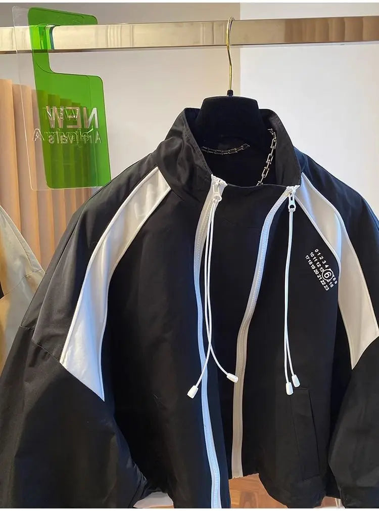 Zipper Design Niche Loose Casual Stand Collar Windbreaker Jacket Spring and Autumn Short Jacket Jacket Top Pi-Mart