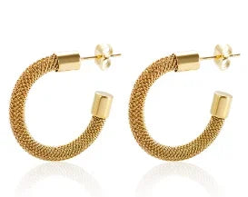 Shiny Zircon Hoop Earrings for Women Trendy Golden Stainless Steel Circle Earring Jewelry Pendientes Pi-Mart