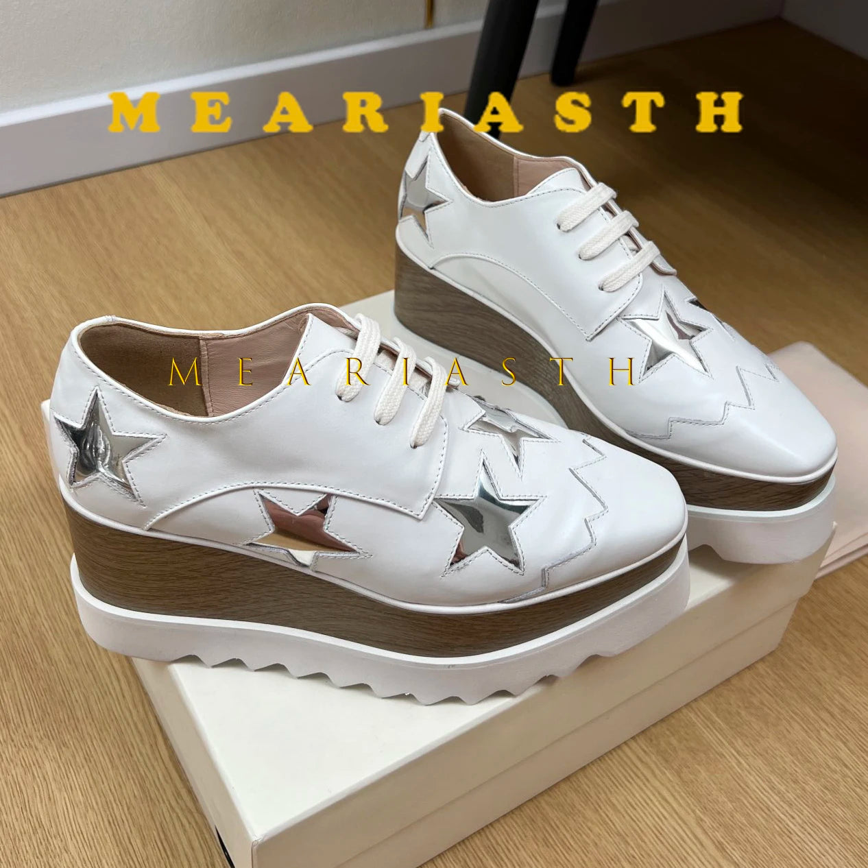 Women Walking Sneakers Autumn Lace-up High Platform Chunky Shoes Breathable Leather Shoes 8.5CM Winter Wedge Heels Casual Shoes Pi-Mart