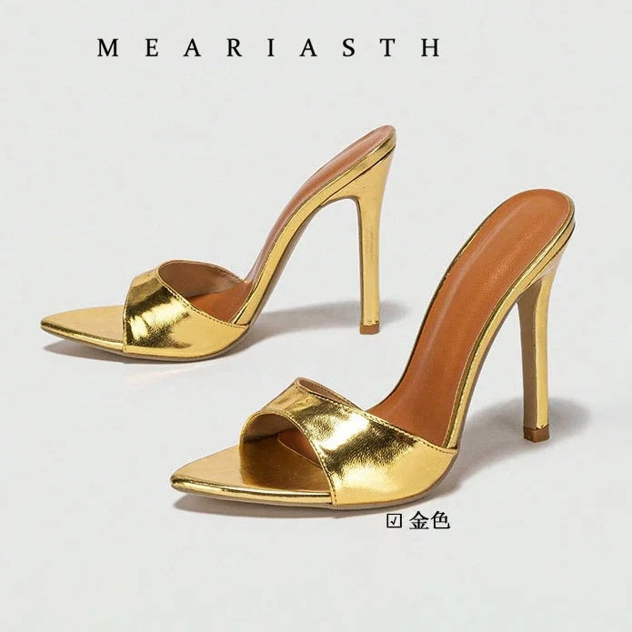 12/10cm pointed Open Toe High Heel Shoes Woman Summer OutsideSlipper Party Stiletto Luxury Designer Patent Leather Women Sandals LadyShow.Store