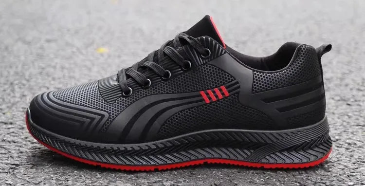 Waterproof Men's Sneakers Casual Running Shoes Soft Bottom Black Leather Sports Shoes Pi-Mart