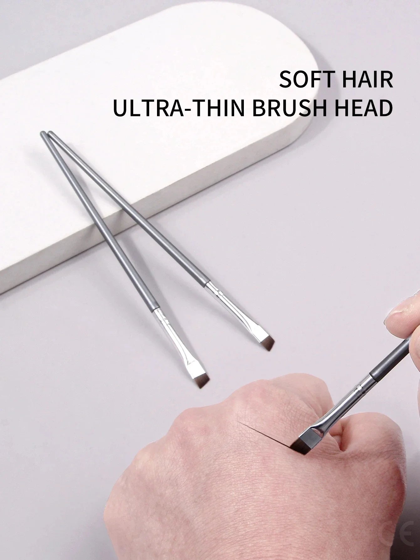 12pcs silvery Super Thin Blade Eyeliner Brush & Soft Makeup Brush Set, Portable Eyebrow Brush & Multipurpose Cosmetic Tool Tri Light Beauty
