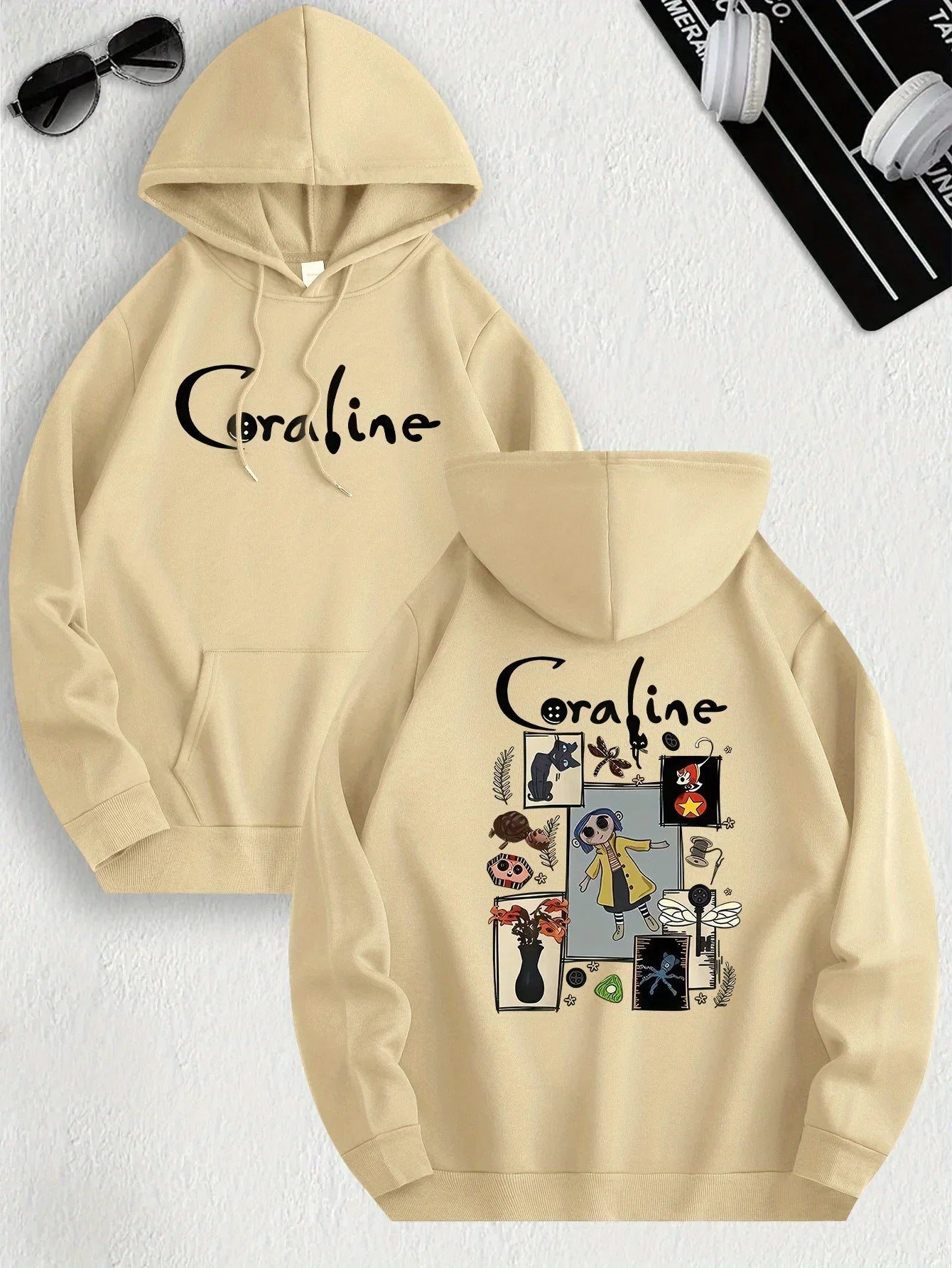 Coraline Inspired Casual Hoodie for Women's Sleeve Regular Fit Hooded Pullover Fashion Casual HipHop Sweatshirts Harajuku LadyShow.Store