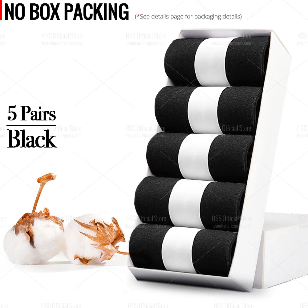 HSS 5/10 Pairs Men's Cotton Blend Socks Black Business Men Socks Soft Breathable Summer Winter for Male Socks Plus Size (6.5-14) Pi-Mart