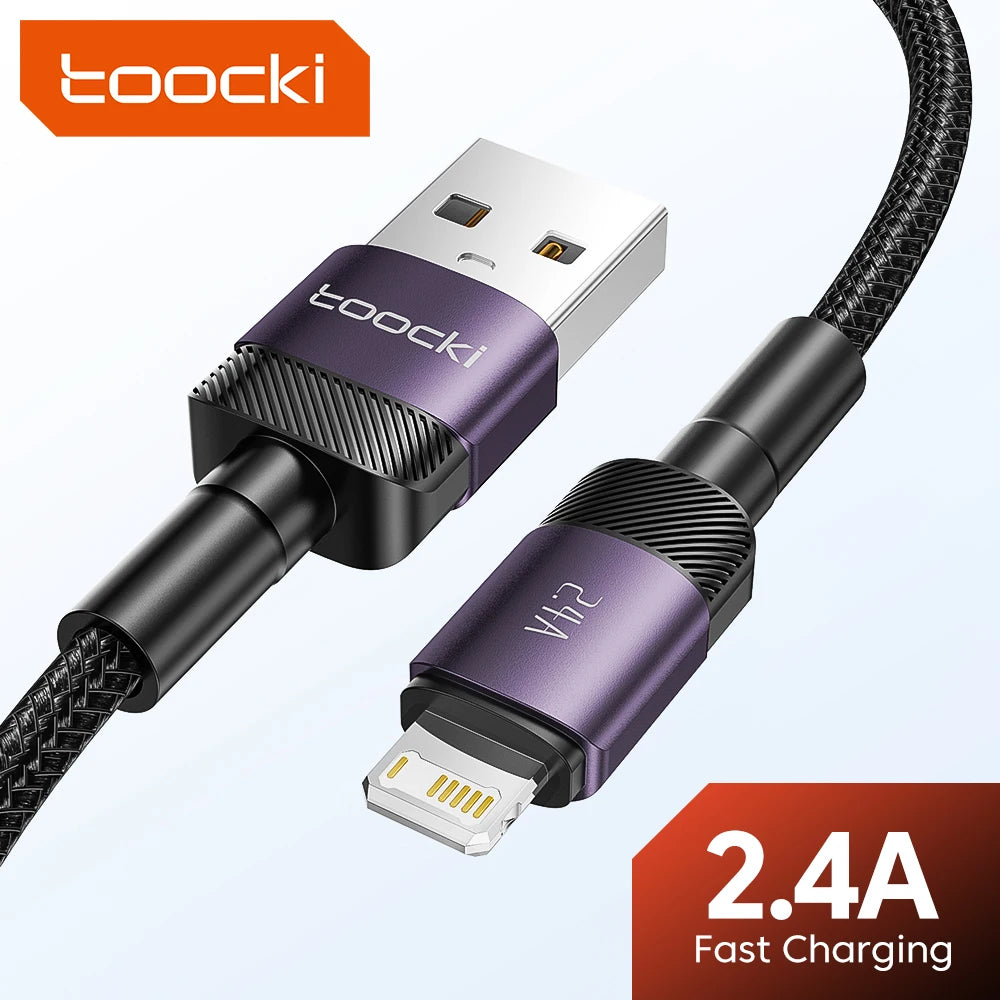 Toocki USB Cable For iPhone 14 13 12 Pro Max X XS XR 8 7 Plus iPad Fast Charging Charger Aluminum iP Cable For iPhone Data Cord Pi-Mart