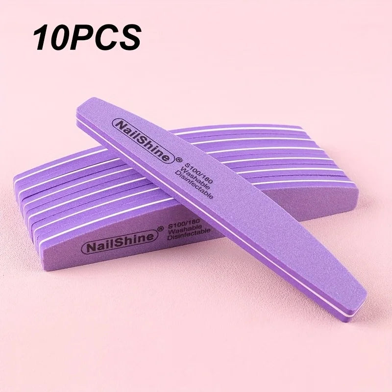 2/5/10PCS Professional Double-sided Nail File Block Colorful Sponge Nail Polish Buffing Sanding Buffer Strip Polishing Pedicure Tri Light Beauty