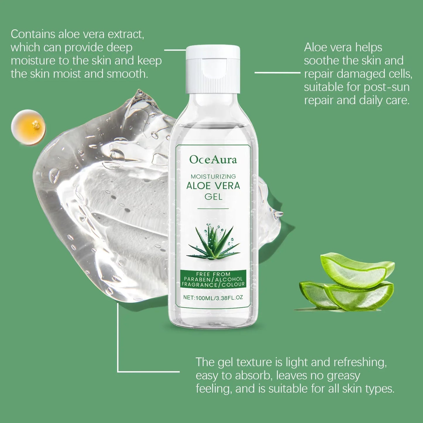 Aloe Vera Gel Pore Shrinking Oil Control Ance Remover Moisturizing Brighten Anti-Aging Facial Essence Beauty Skin Care Products Tri Light Beauty