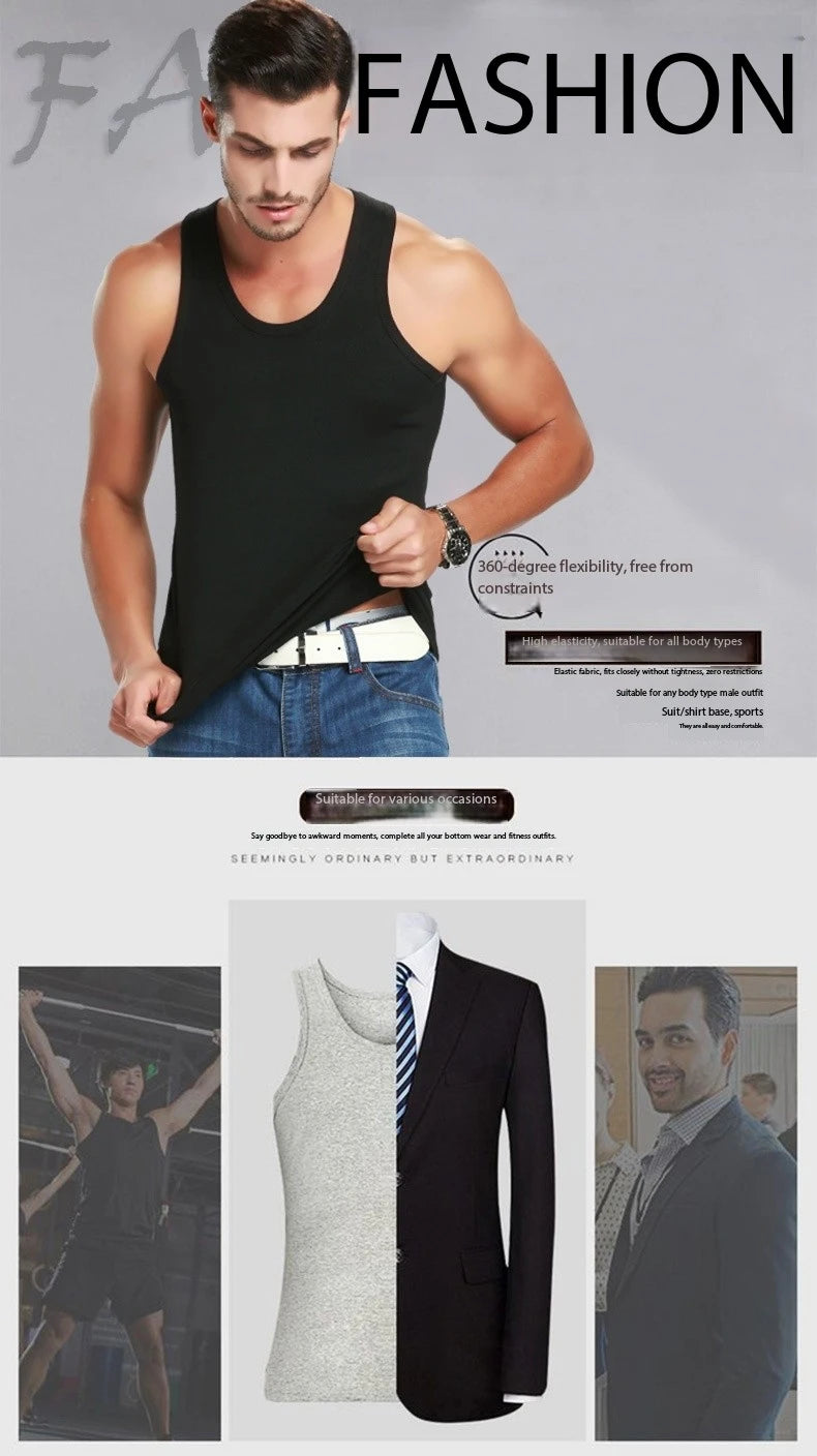 2026 New Men's Summer Lightweight Cotton Tight Vest Sports Casual Family Pajamas Outdoor Tight Top Breathable Quick Drying Vest Pi-Mart