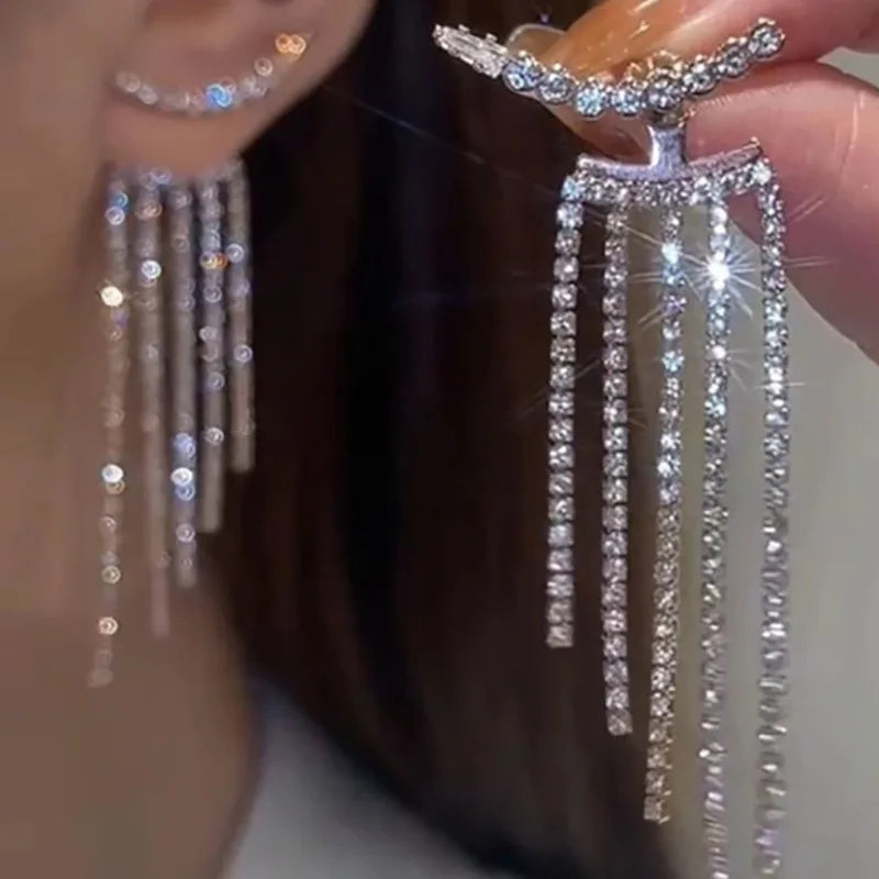 Y2K Irregular Liquid Earrings for Women Silver Color Hip-Hop Punk Fashion Geometric Earring Clip Girl 2024 Trendy Party Jewelry Pi-Mart