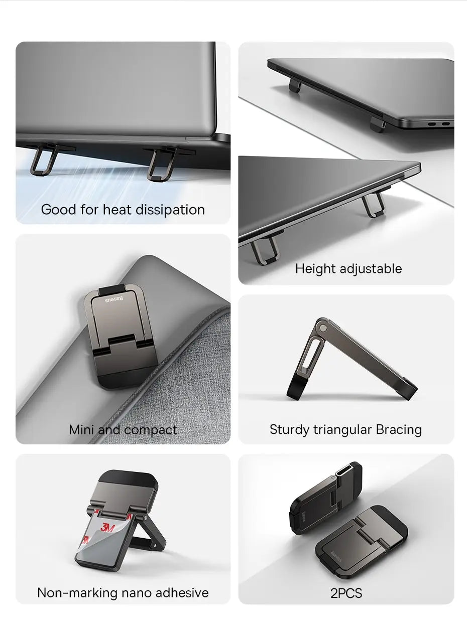 Baseus Foldable Laptop Stand Portable Notebook Support Base Holder Adjustable Riser Cooling Bracket Universal for Laptop Tablet Pi-Mart