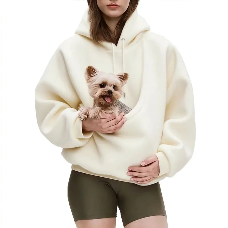 Pet Carrier Sweatshirt Hoodie for Small Dogs and Cats, Hands-Free Wearable Pouch Front Pack, Cozy Travel Walking Hiking Outfits LadyShow.Store