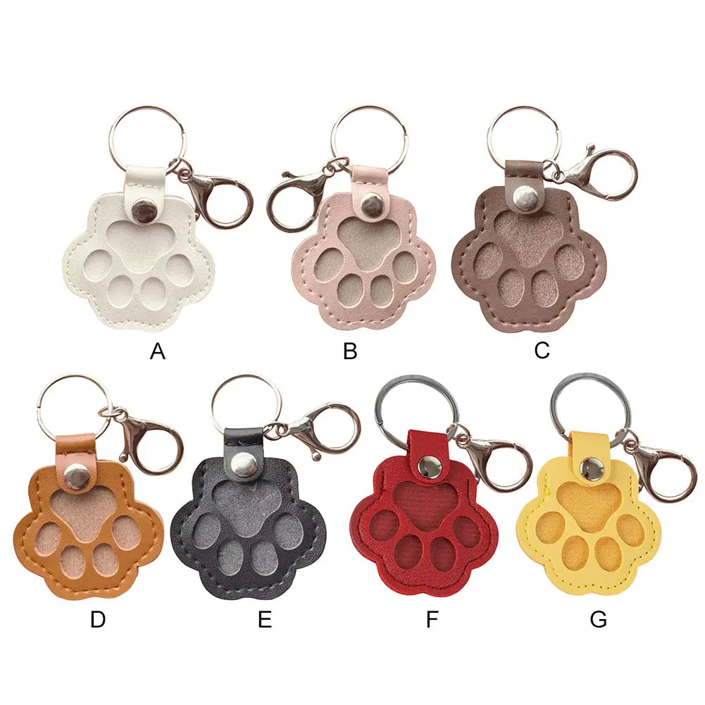 Adorable Paw Print Keychains Commemorative Pet Hair Storage Bag Keychain Cat Dog Fur Container Pendant for Pet Lovers Pi-Mart