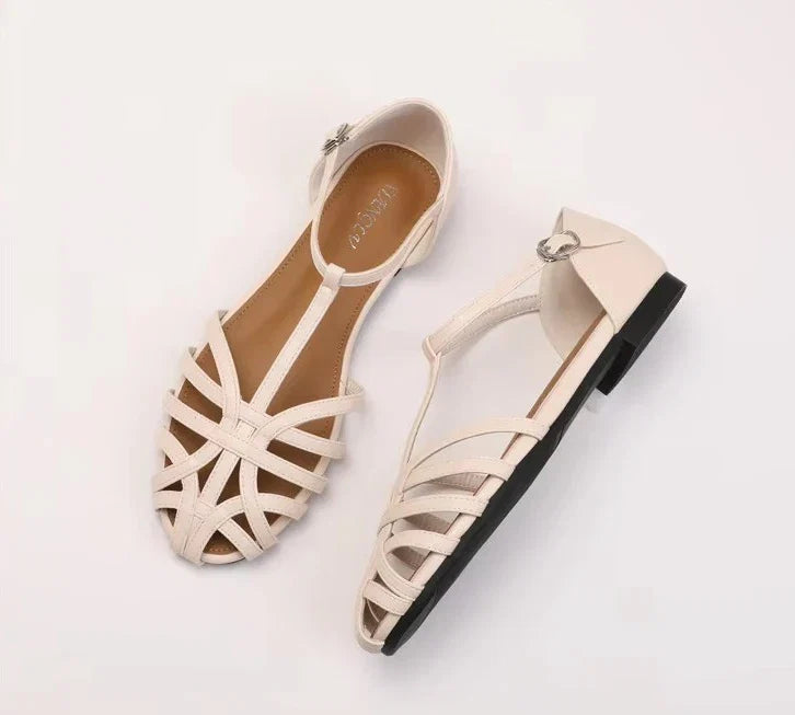 ZAROY Summer Cross Strap Flat Sandals Women Round Toe Ankle Buckle Hollow Casual Roman Sandalia Zapatos De Mujer сандали LadyShow.Store
