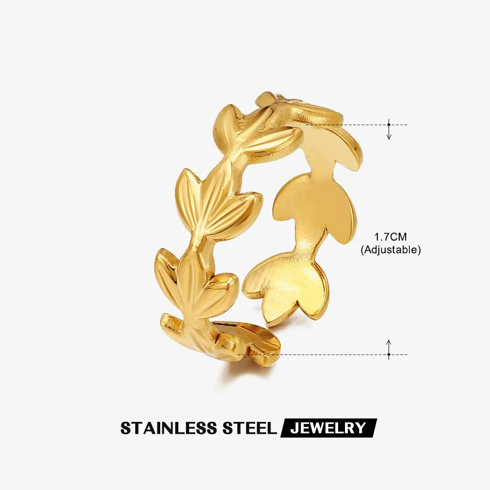 316L Stainless Steel Shell Rings for Women Adjustable Gold Color Little Star Open Rings Female Jewelry Weddings Gifts New Trendy Pi-Mart