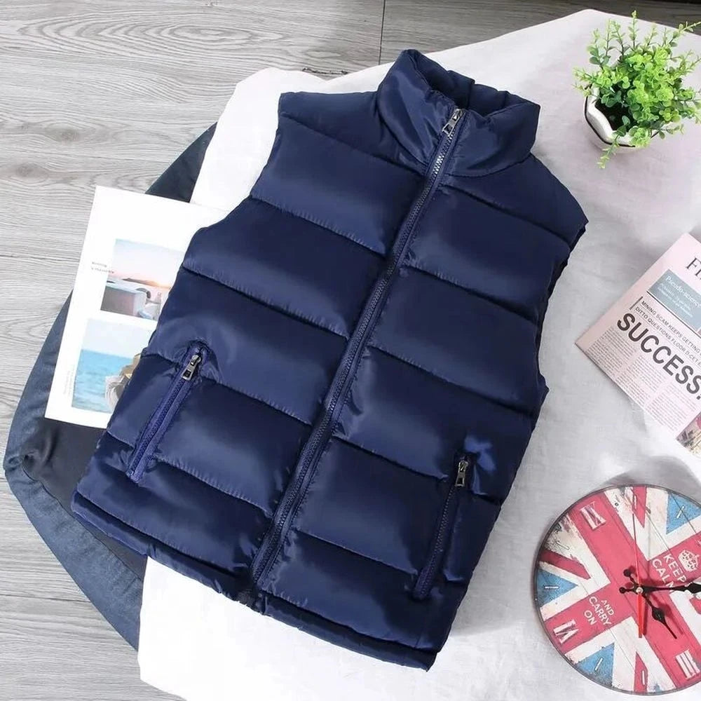 White Vest Jacket Men Slim Fit Stand Collar Sleeveless Puffer Jackets Spring Autumn Casual Waistcoat Men Warm Coat 2023 Trends Pi-Mart