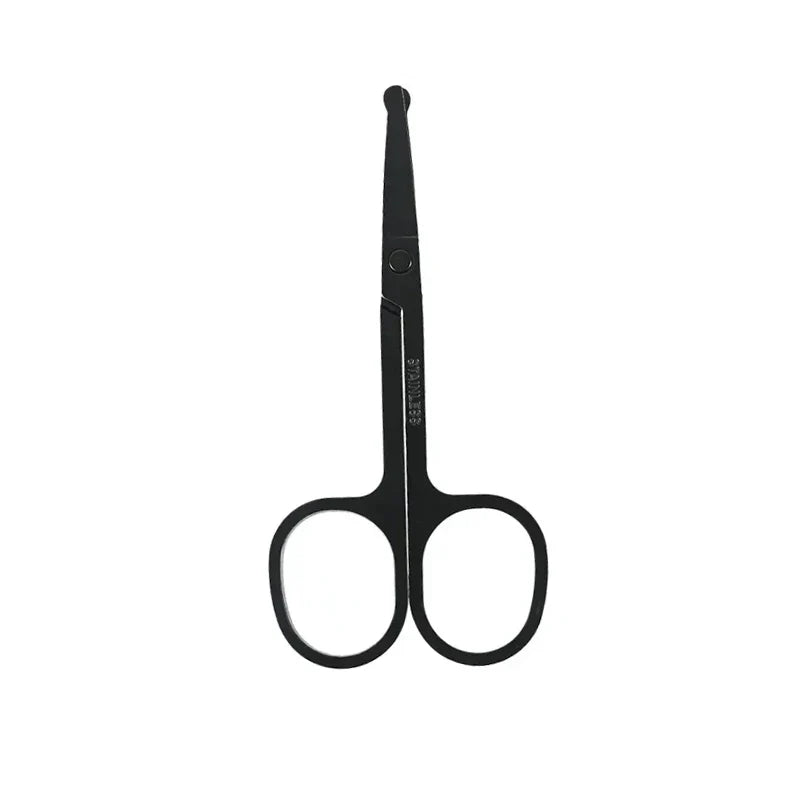 Unisex Stainless Steel Black Round Head Safe Nose Hair Scissors (Do Not Hurt Nose) Tri Light Beauty