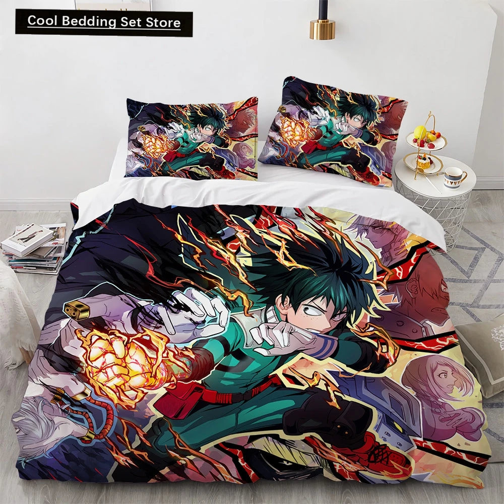 New Anime My Hero Academy Bedding Set Anime Characters Duvet Cover 3D Cartoon Polyester Quilt Cover Queen King Size Kids Boys Pi-Mart