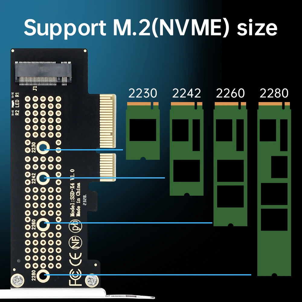 FENVI M.2 NVME to PCI-E X4 Converter Adapter M.2 NVME SSD M Key Expansion To PCIE X4 X8 X16 Card Riser for 2230/2242/2260/2280 Pi-Mart
