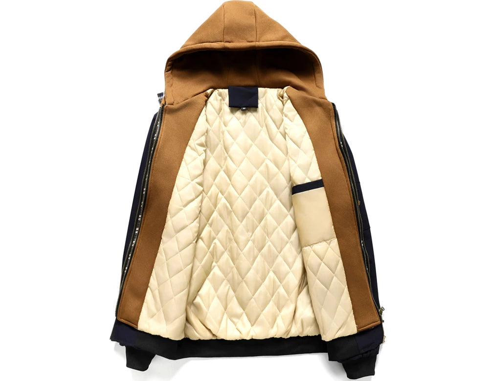 Autumn Winter Men's Warm Windbreaker Jacket Outdoor Man Thick Windbreaker Hiking Hooded Coats Men Thermal Sports Zipper Parkas J Pi-Mart