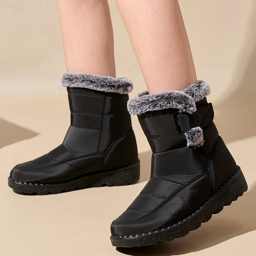 Winter Women Boots Waterproof Snow Boots Plus Size Casual Platform Ankel Boots Warm Fur Women Shoes Antislip Fashion Cotton Shoe Pi-Mart
